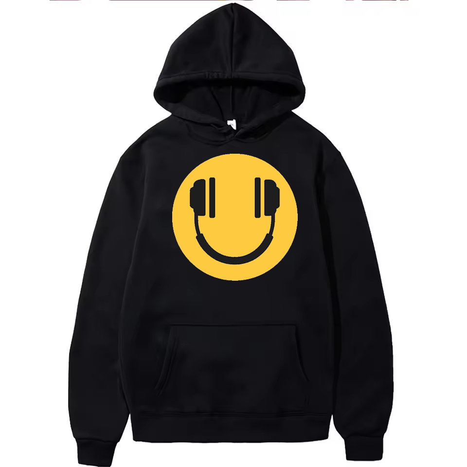 Smiley Face Headphones Hoodie DJ Rave Dreamscape Fantazia