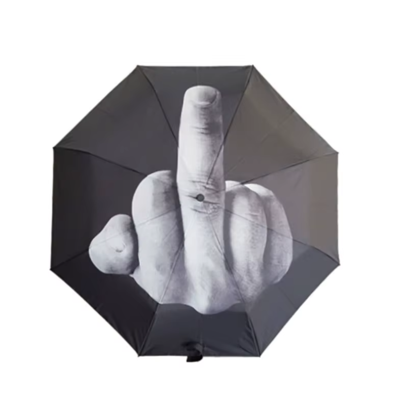 Middle Finger Up Umbrella Three Foldable Anti-Sun Rain Windproof