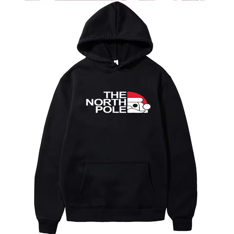 Funny Christmas Hoodie The North Pole North Face Parody Santa Claus Christmas Womens Mens