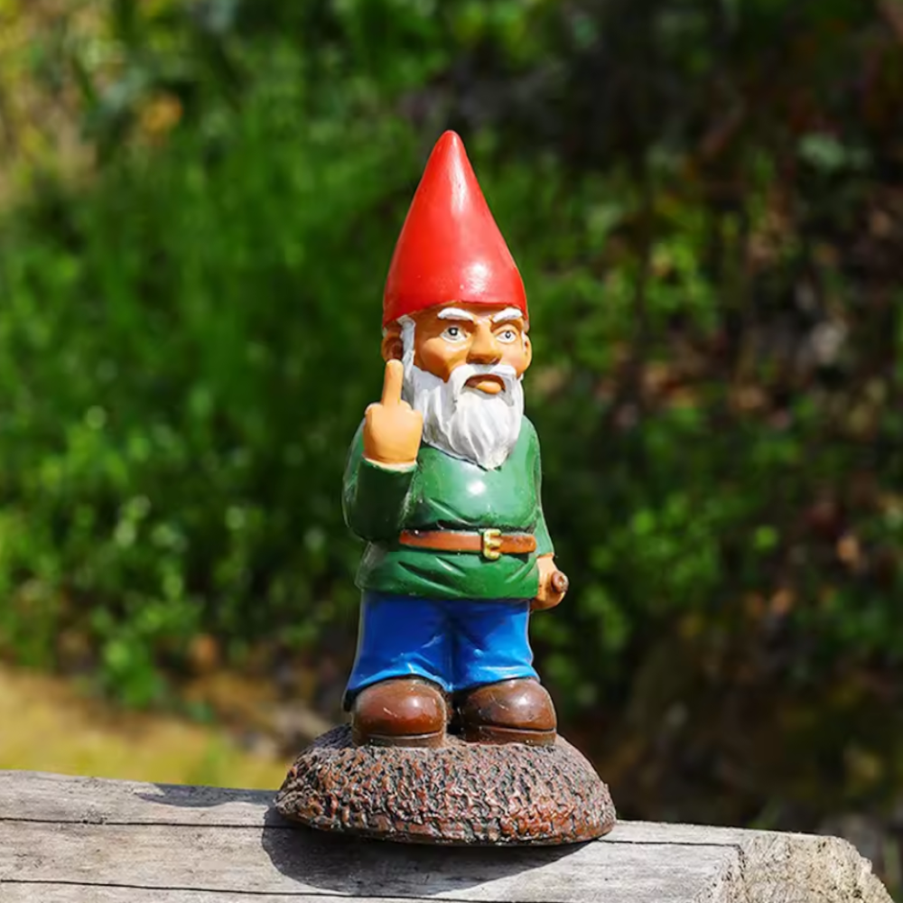 Rude Garden Gnome F*CK Off Middle Finger Comical Decor Gift