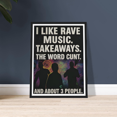 I Like Rave Music Wooden Framed Poster 30x40 cm / 12x16″