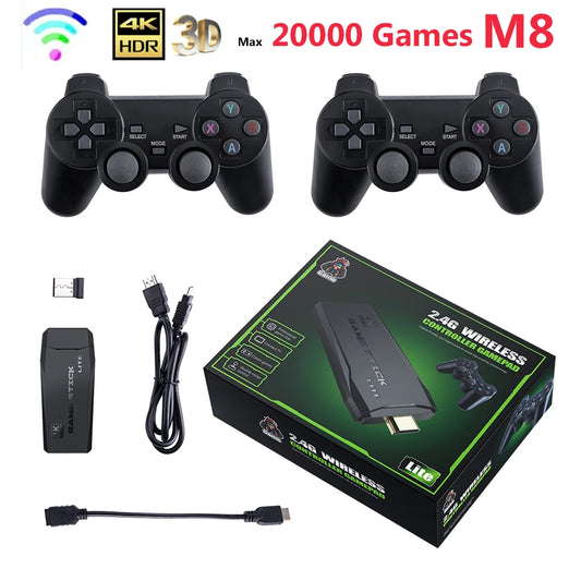 Retro Video Game Console 2.4G Double Wireless Controller Game Stick 4K 10000 games 64GB