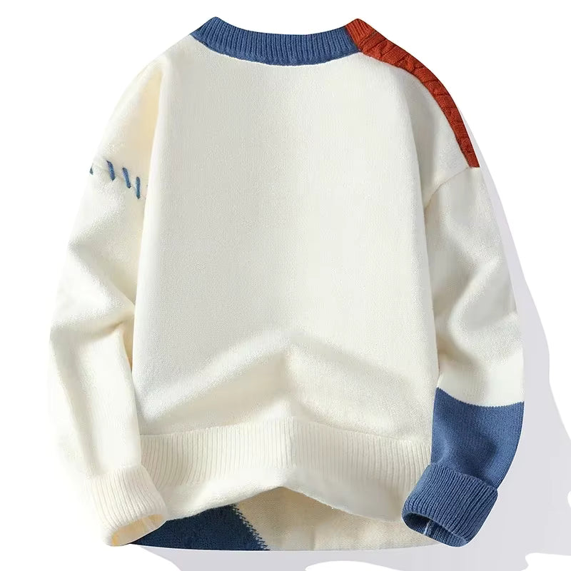 2025 New Male Patchwork Knitted Sweater