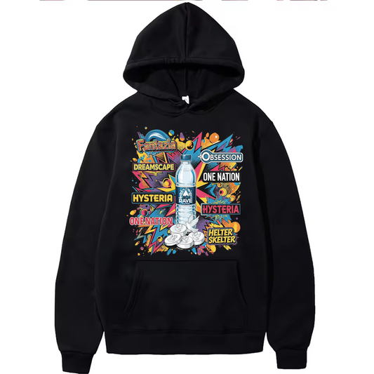 90s Raver Hoodie, Dreamscape, Fantazia, Helter Skelter, One Nation, Hysteria, Obsession