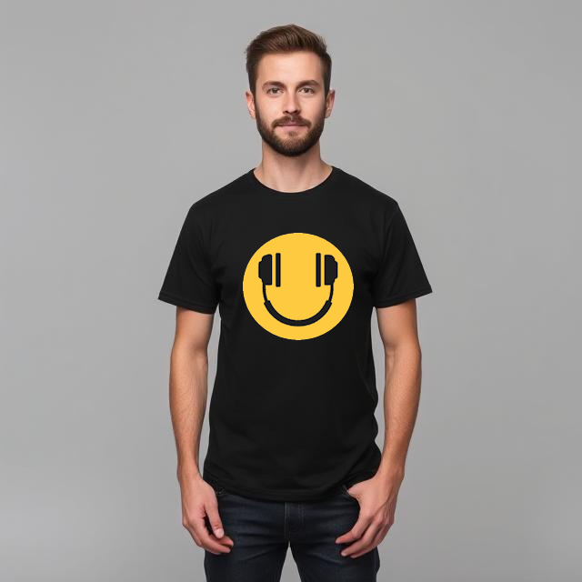 Smiley Face Headphones T-Shirt DJ Rave Dreamscape Fantazia