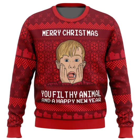 Funny Home Alone Merry Christmas Sweater Ugly Jumper