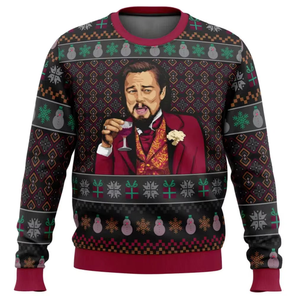 Funny Laughing Leo DiCaprio Meme Ugly Christmas Sweater