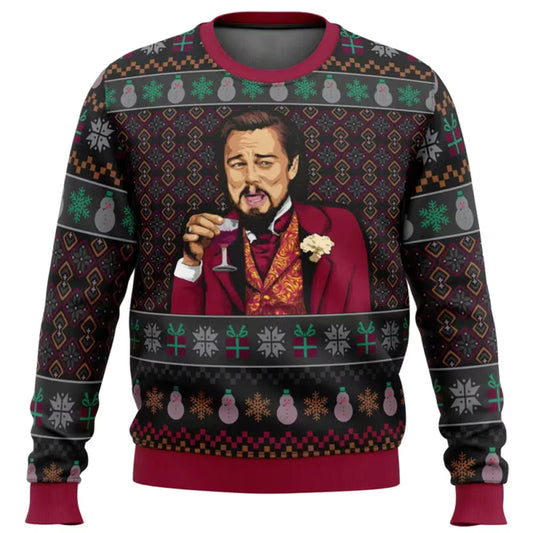 Funny Laughing Leo DiCaprio Meme Ugly Christmas Sweater
