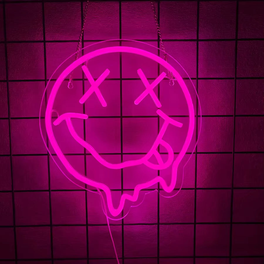 Smiley Face Neon Sign Smiling LED Neon Light Yellow Lights