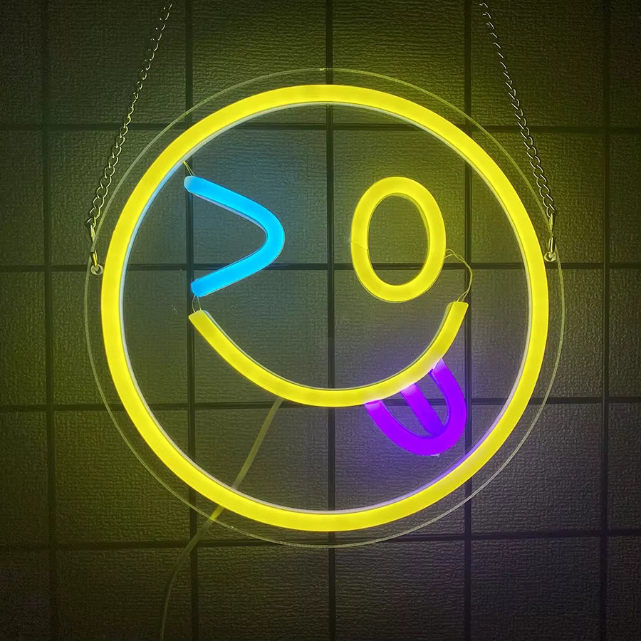 Smiley Face Neon Sign Smiling LED Neon Light Yellow Lights