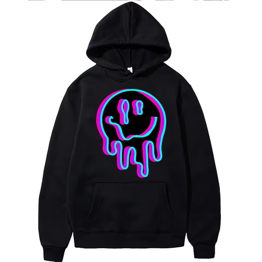 Melting Trippy Smiling Face Acid LSD Trip Men's Womens Hoodie