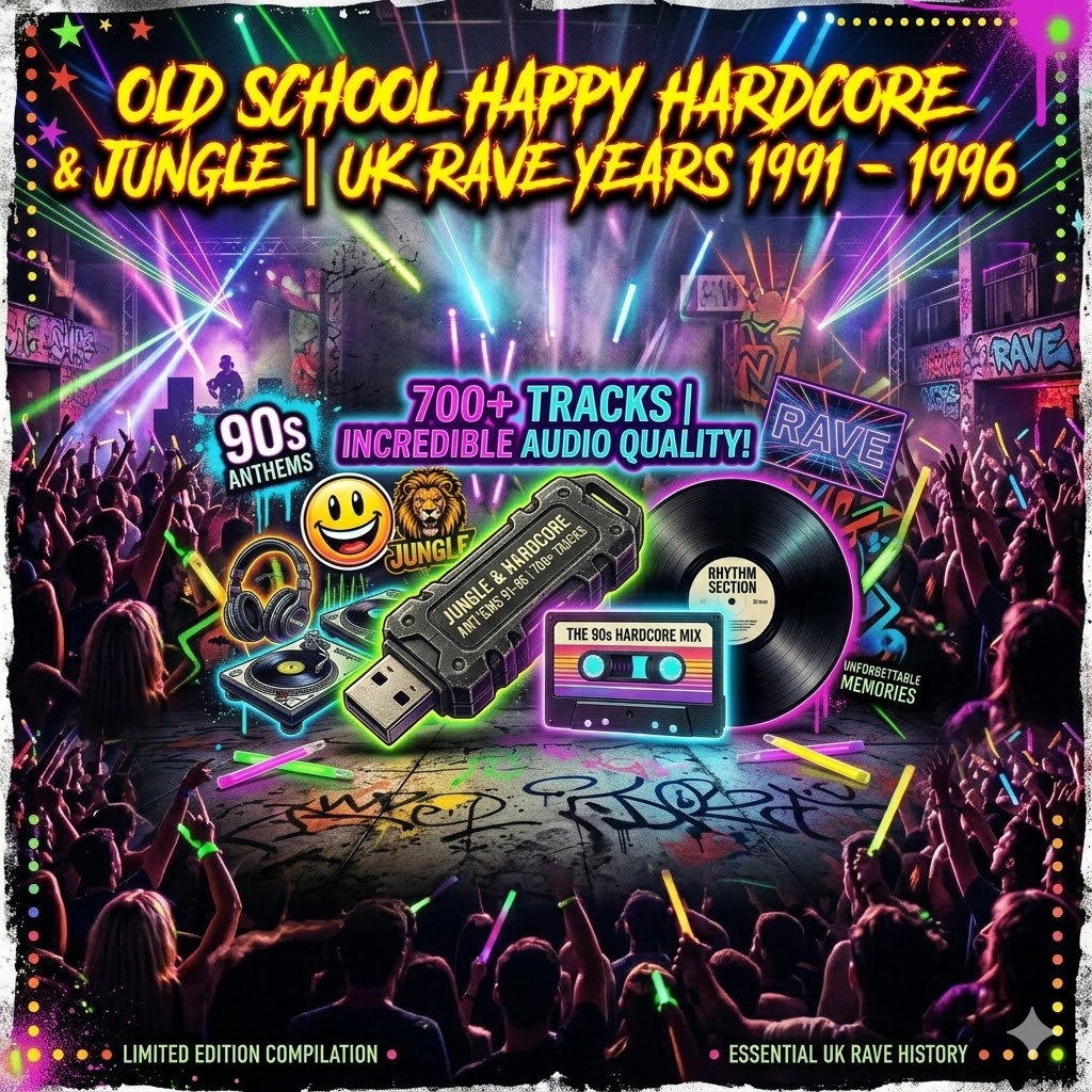 90s Old School Jungle And Happy Hardcore UK rave years on usb 1991-1996, mp3